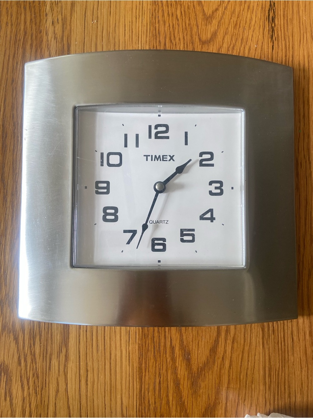 Timex Brushed Stainless SteelSquare Wall Clock- Vintage